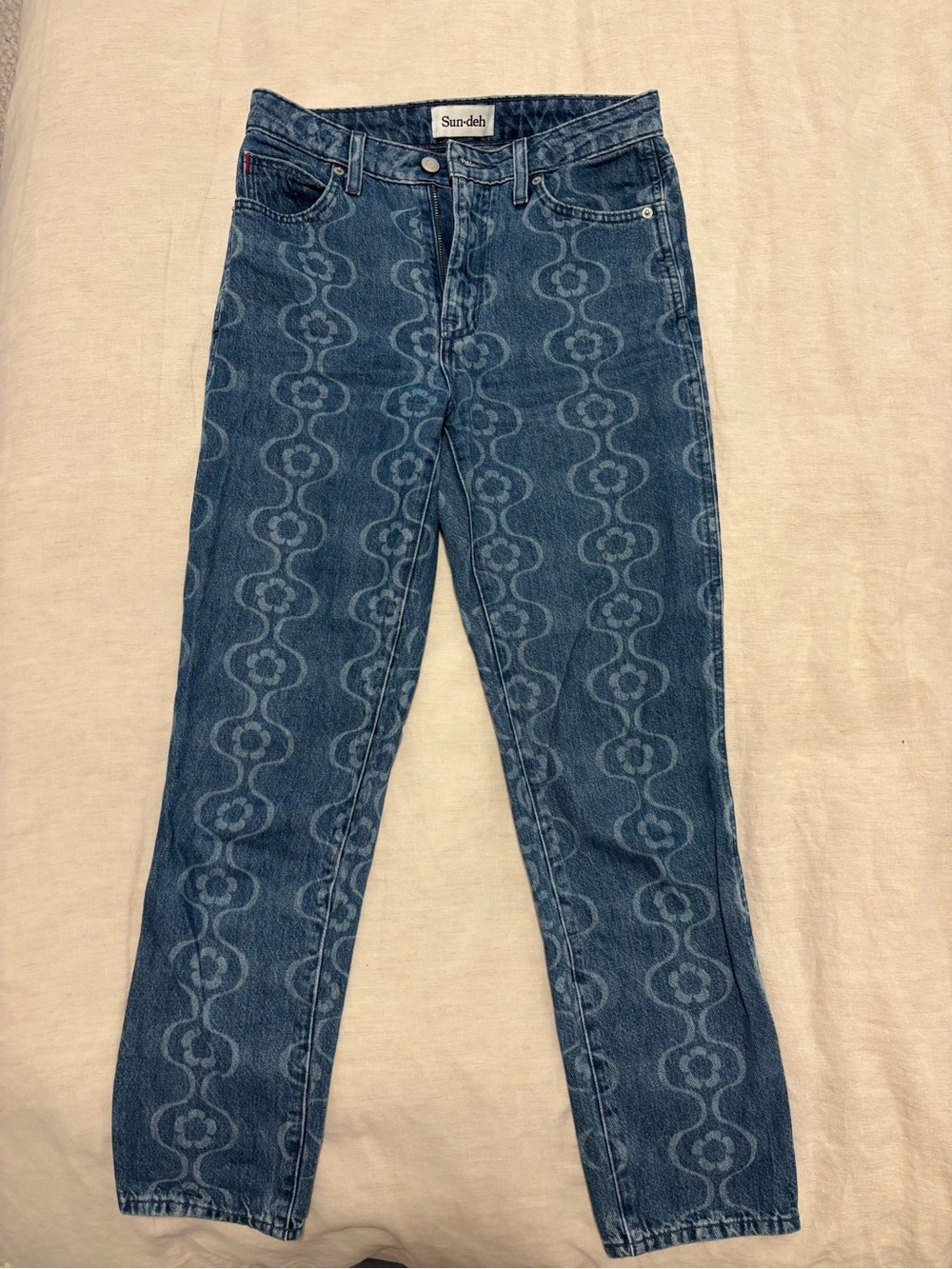 Women's Zola Patterned Blue Denim Jeans